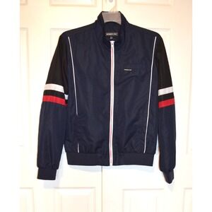Vintage Members Only Navy Blue Jacket Men's M Front Zip Large Spellout‎ on Back